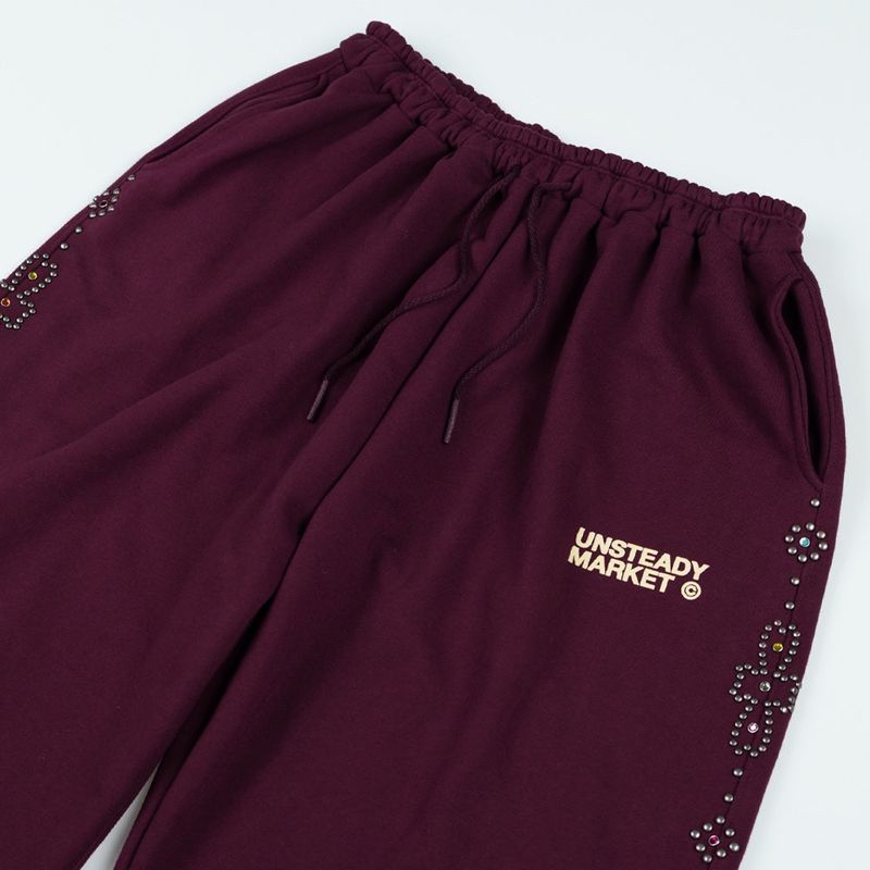 Rhinestone Zip-Up Hoodie_Bordeaux