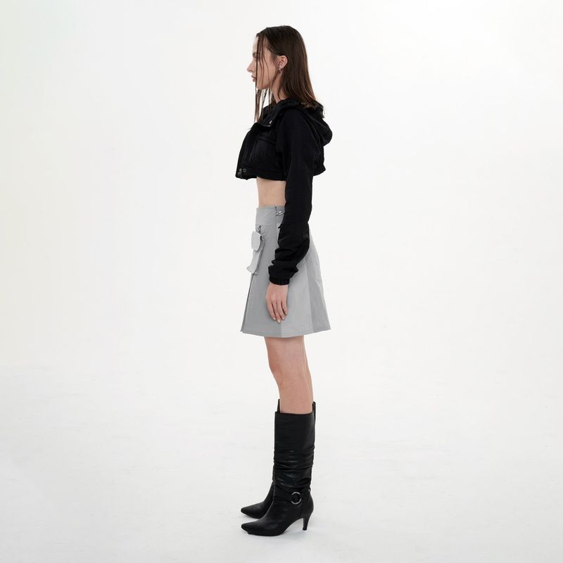 POCKET DETAIL CHAIN SKIRT(LIGHT GRAY)
