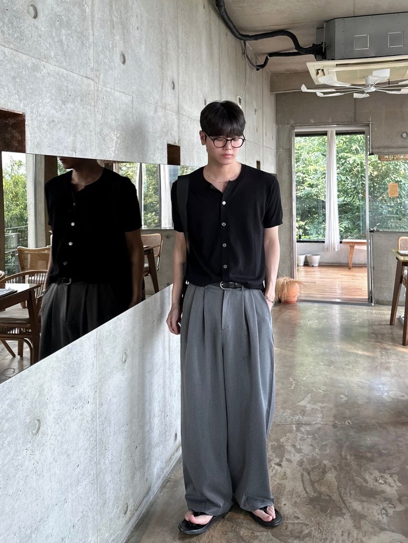 (Premium) Linen round half cardigan