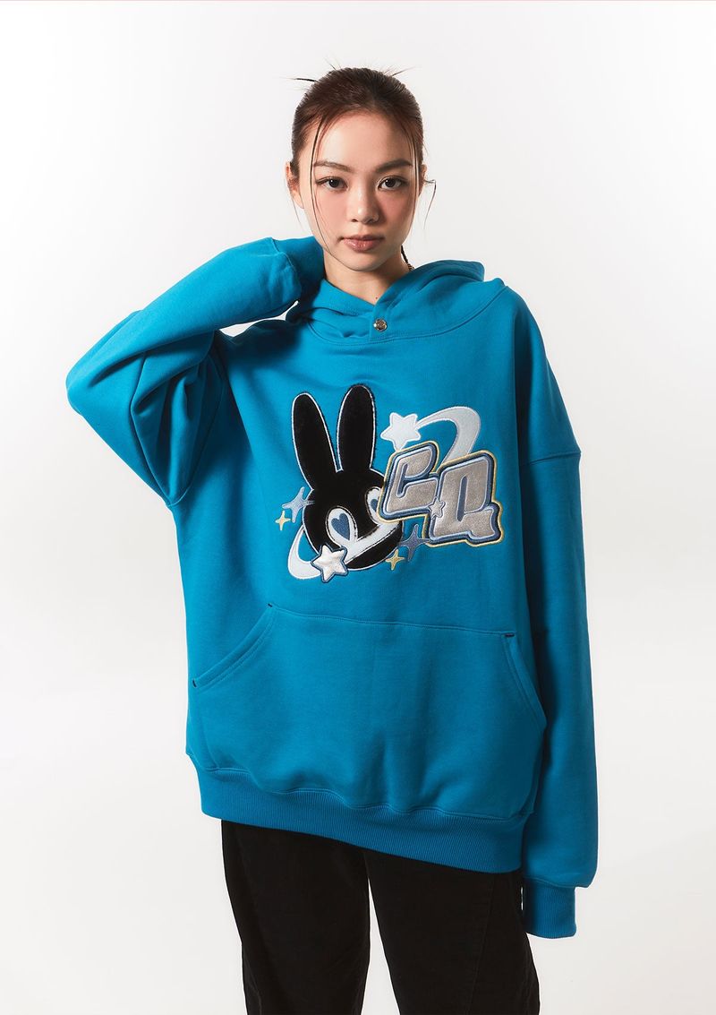 fur bunny planet hoody - blue