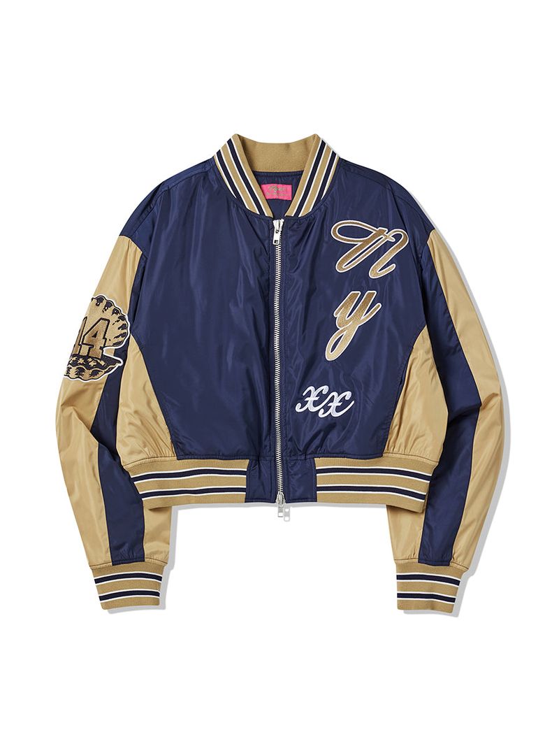 OVIS COLOR BLOCK BOMBER JACKET (NAVY)