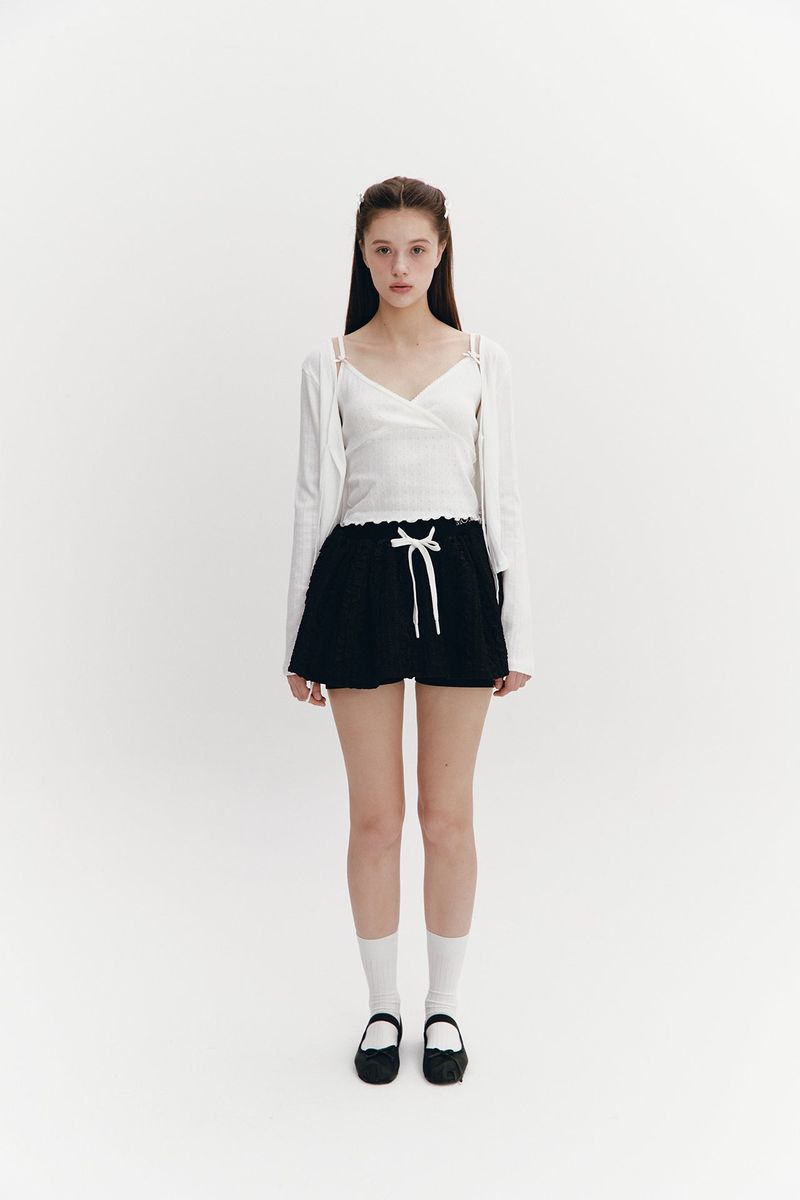 Ribbon Punching Cardigan Ivory