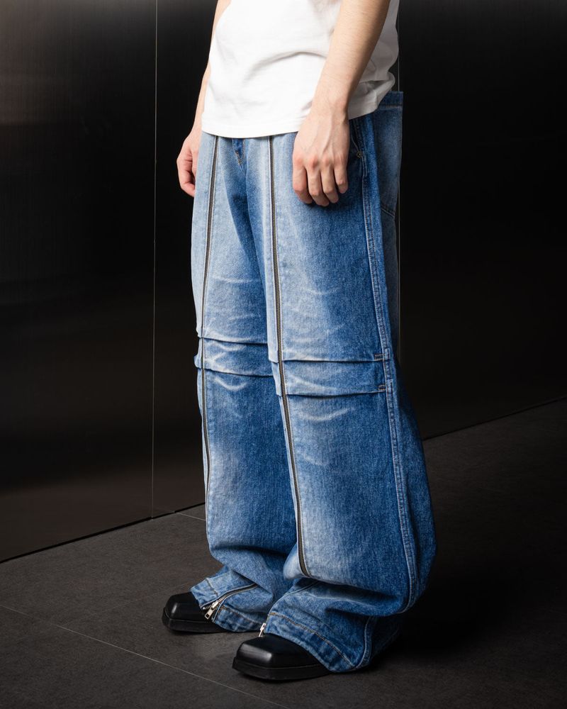 Long Zipper Denim Pants (Blue)