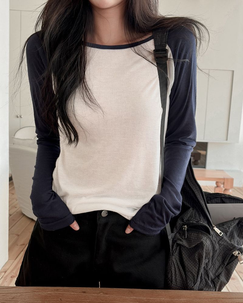 Piu raglan color‑block T‑shirt