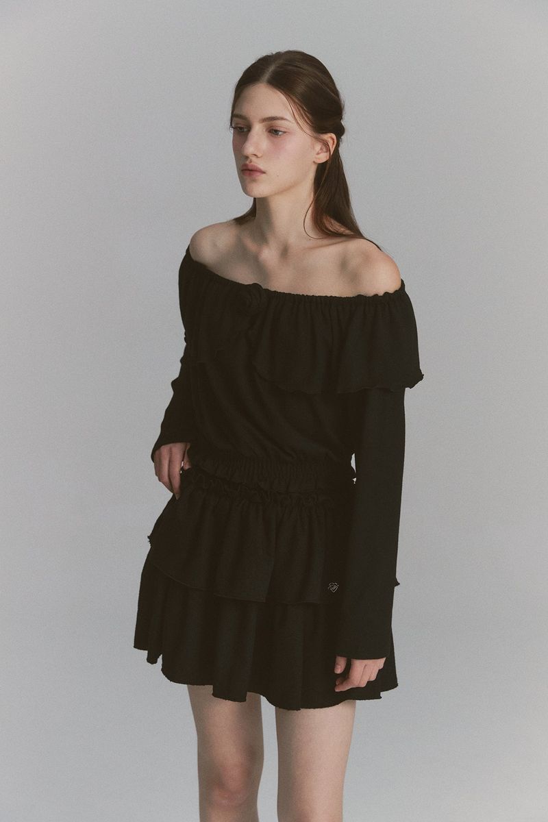 Tulip Off Shoulder Top Black