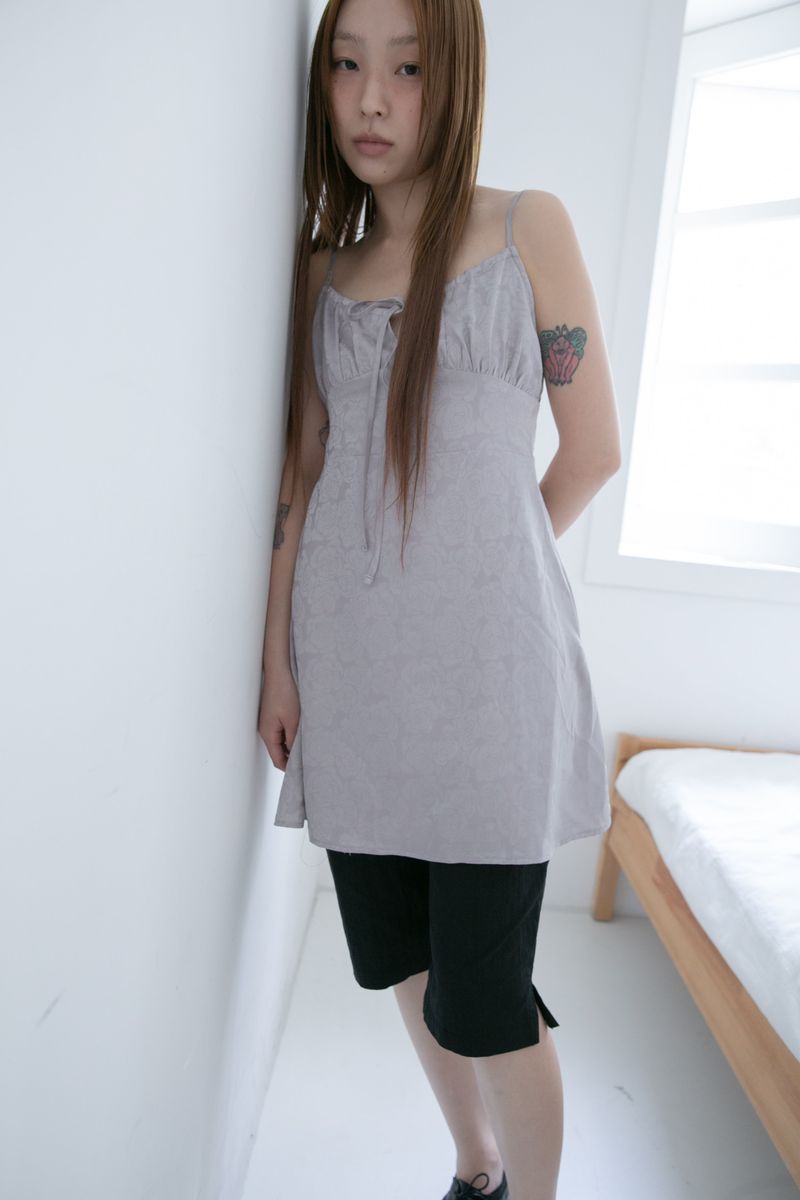 flower glossy sleeveless mini ops