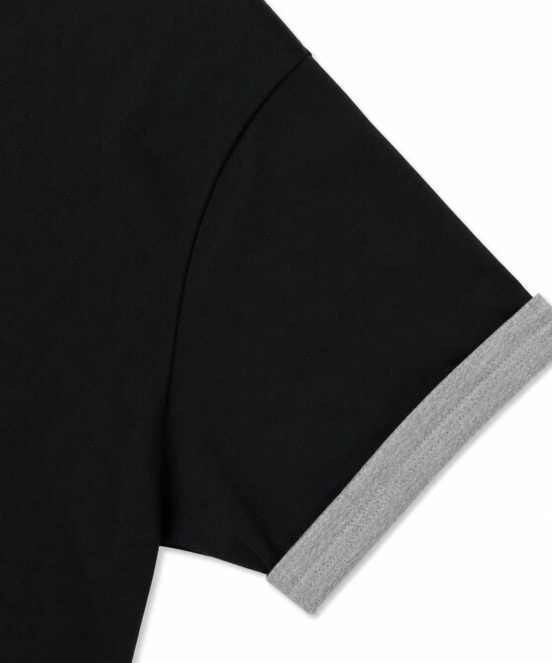 Layered Roll-Up Cropped T-shirt - Black