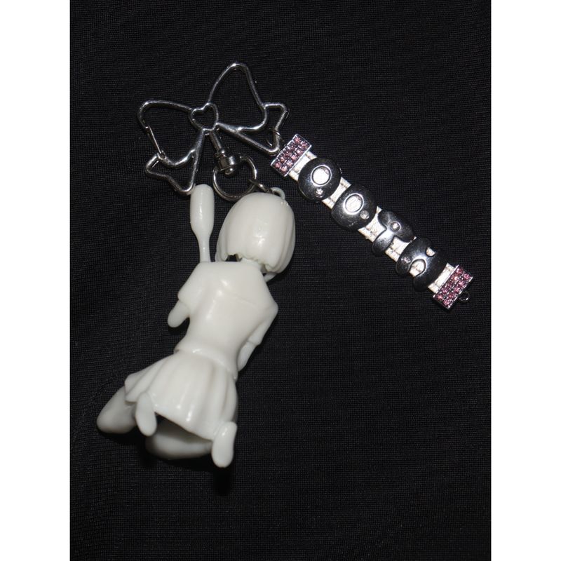 [MADE] Brush girl Statue Keyring (Pinkhair)