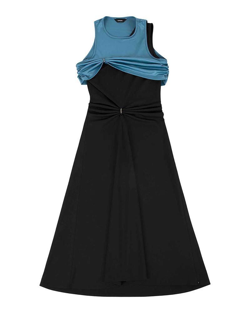 Chain Link Layered Dress _ Teal