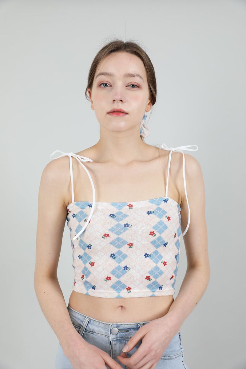 SET Highteen Sleeveless Crop Top Scrunchie Blue