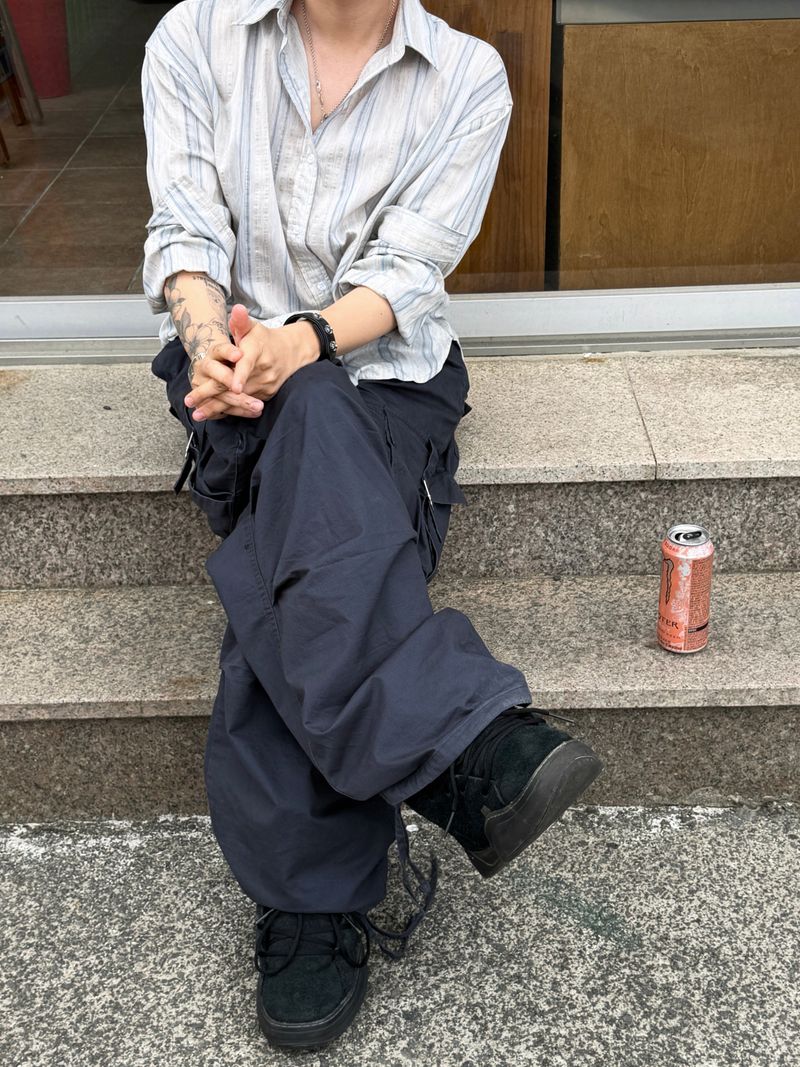 MOS Washed Buckle Wide Pants 4C