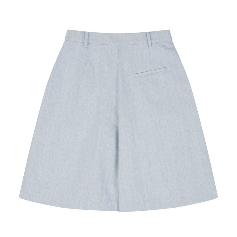 Cotton Washing Half Pants Blue