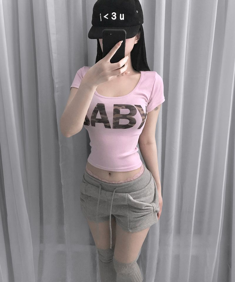 minty camo baby tee (5colors)