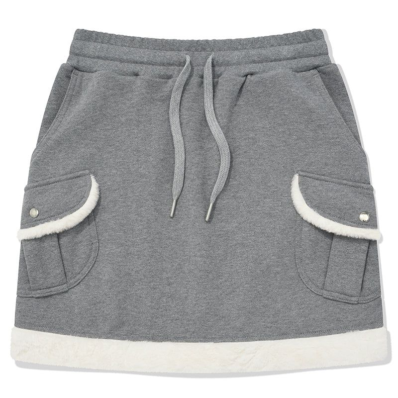 WITTY BUNNY FUR MINI SKIRT [MELANGE GRAY]