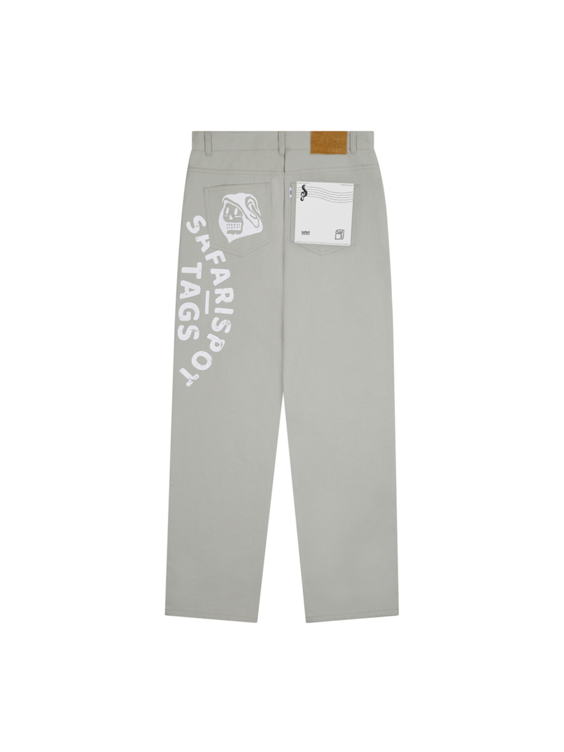 MULTI SKULL STRAIGHT COTTON PANTS (GRAY)