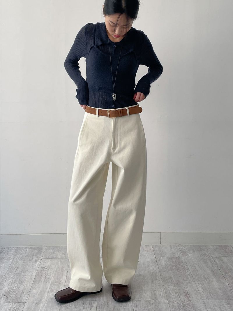 [Bustier set] Collar Wool See-through Knit