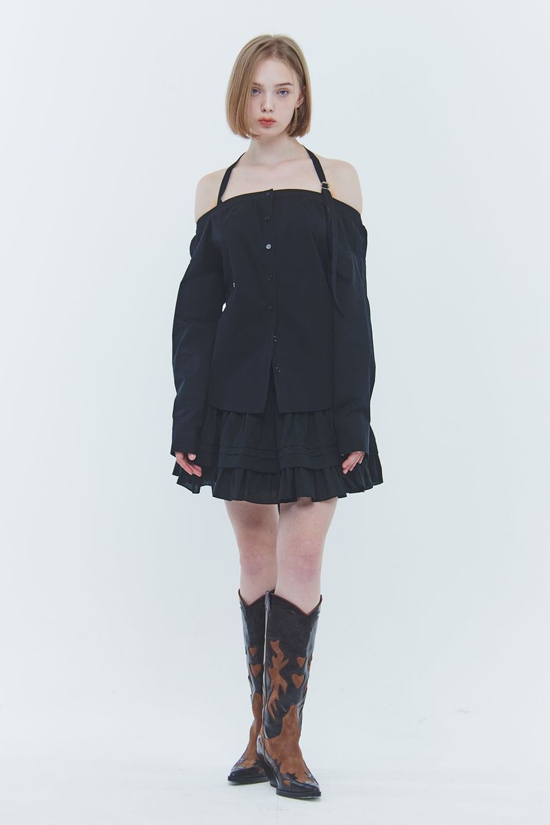PAIN OR PLEASURE（ペインオアプレジャー）の「SARA HALTER SHIRT black（Tops）」