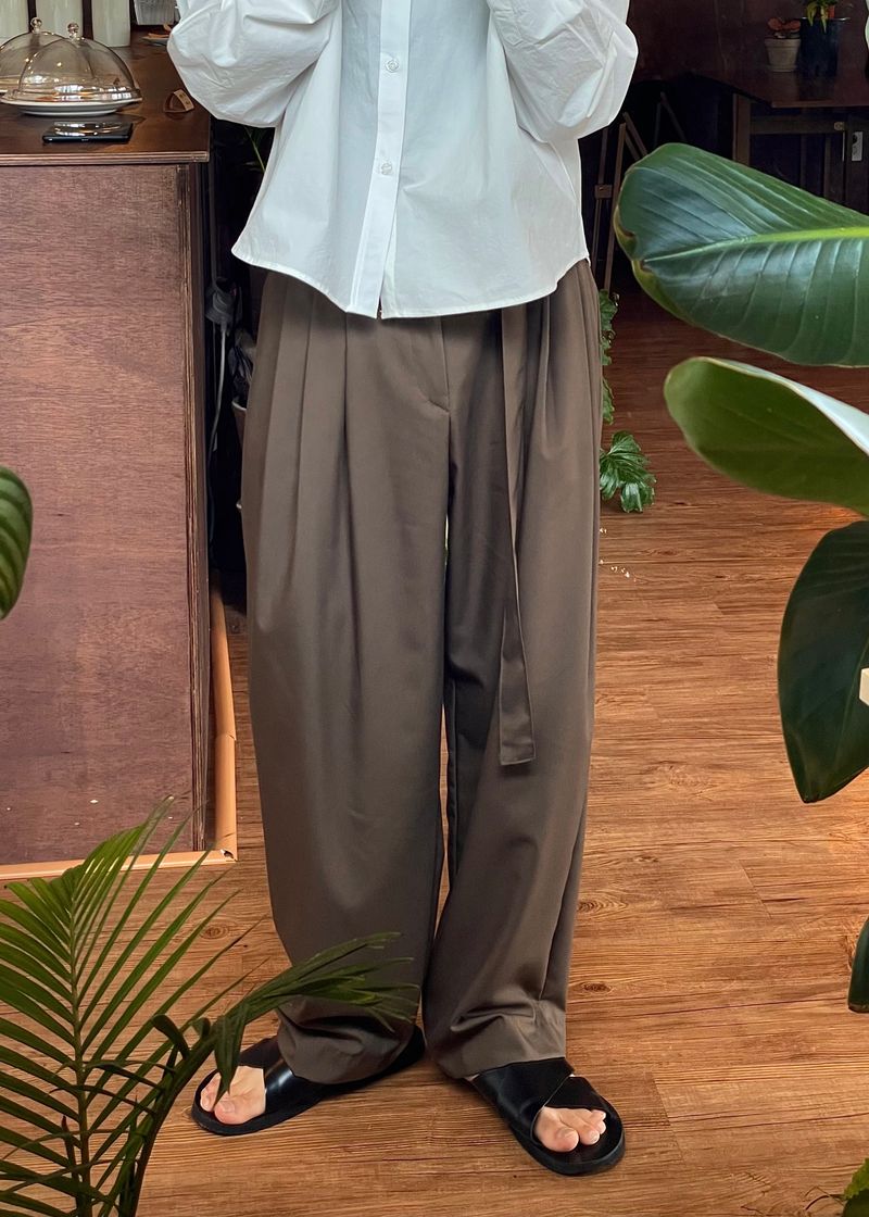 Pudding belt wide pants
