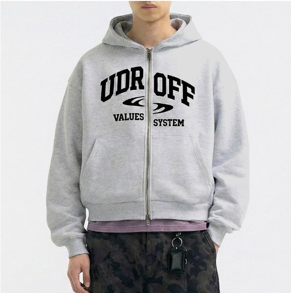 2-way Crop Fit System Hooded Zip-up Gray
