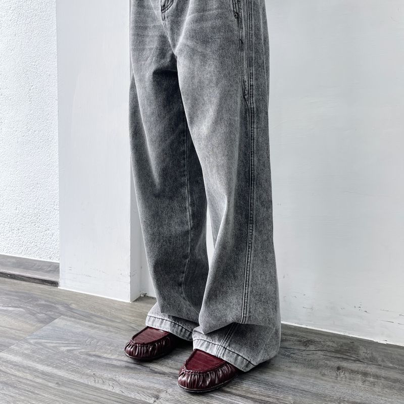 Stone Grey Denim Trousers