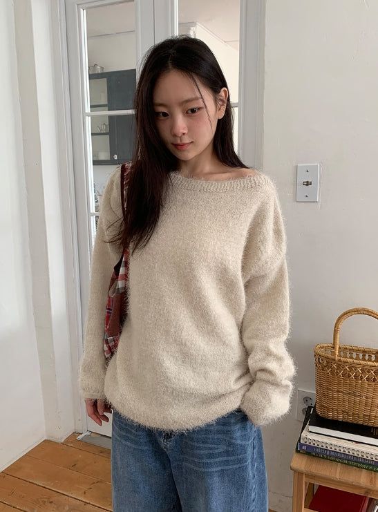 BAON（バオン）の「ナユヘアリップネックルーズニット（トップス）」