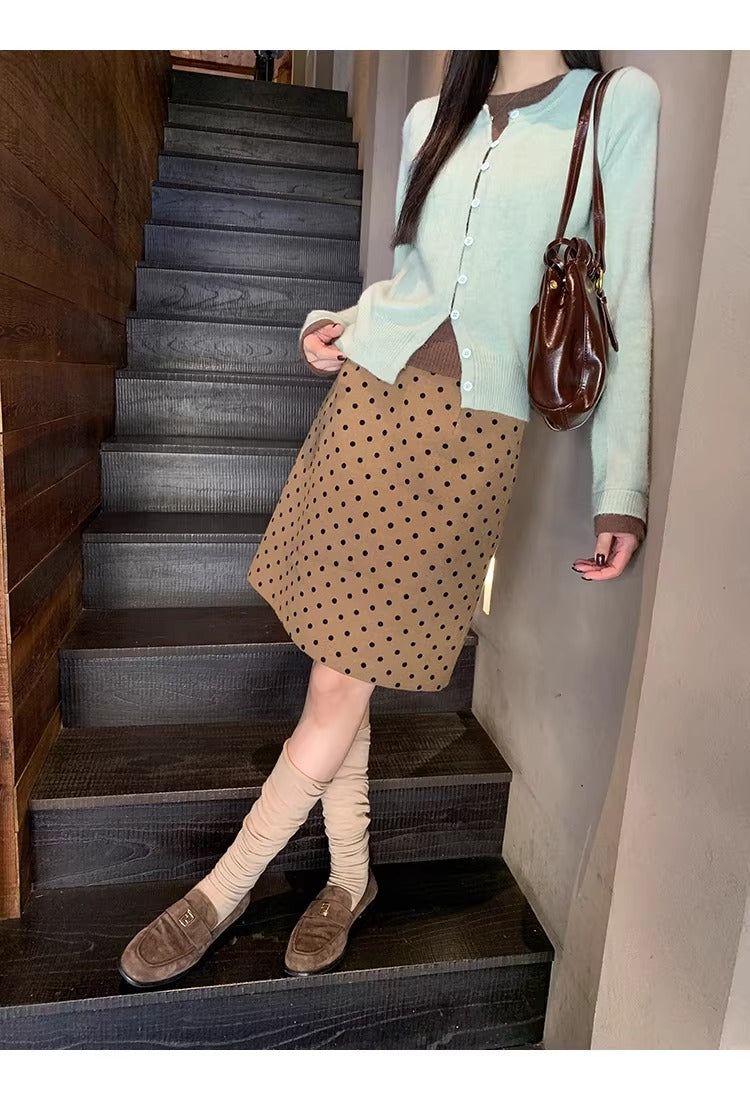 Mint Brown Layered Cardigan Knitwear