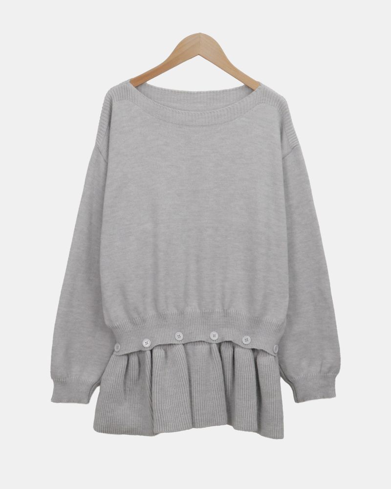 Peon Layered Frill Button Knit