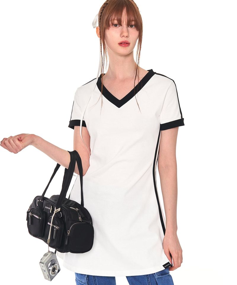 ZIZEMUSEUM（ジゼミュージアム）の「V NECK LINE OPS (WHITE)（Dresses）」