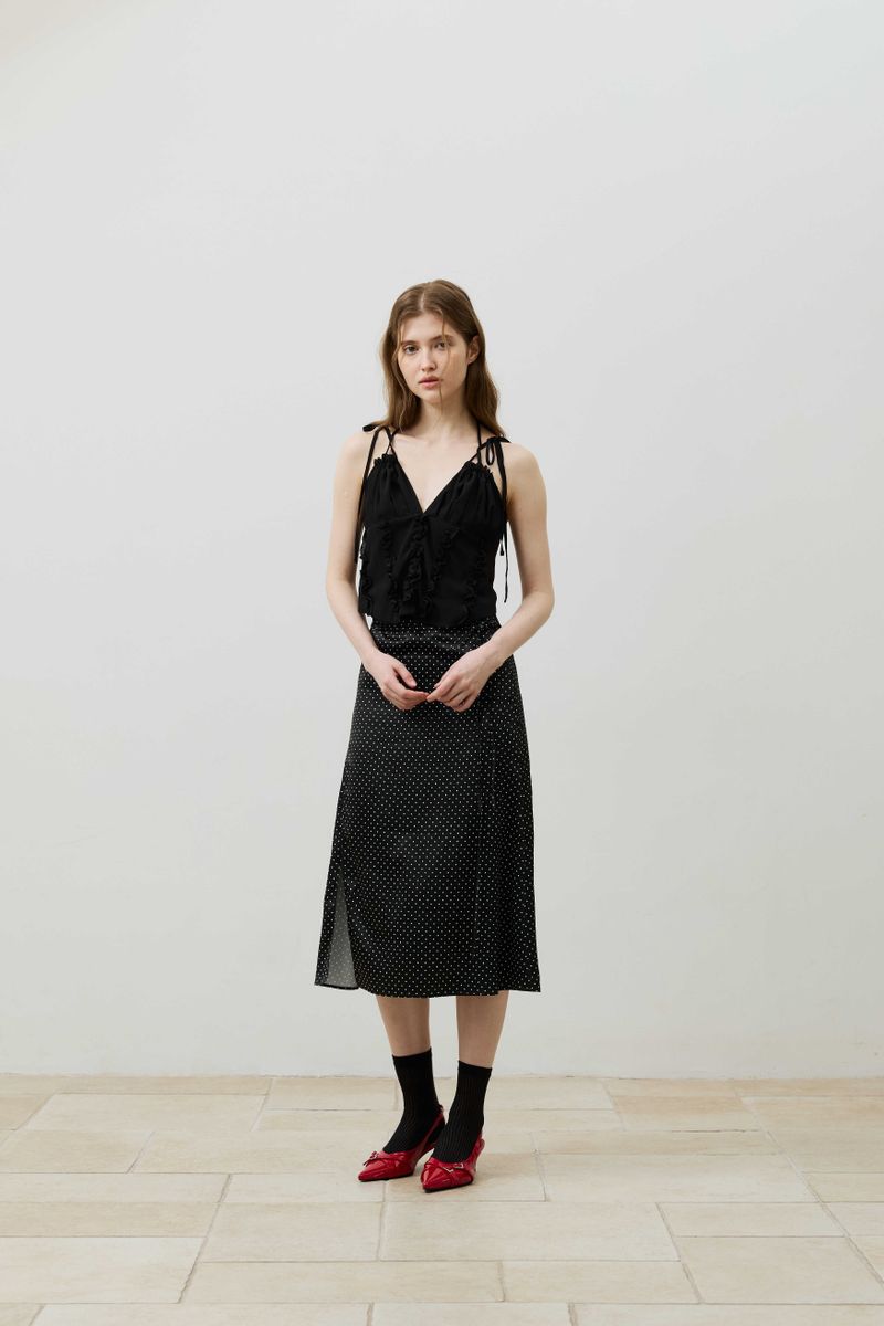 TINY DOT SLIT SKIRT / BLACK