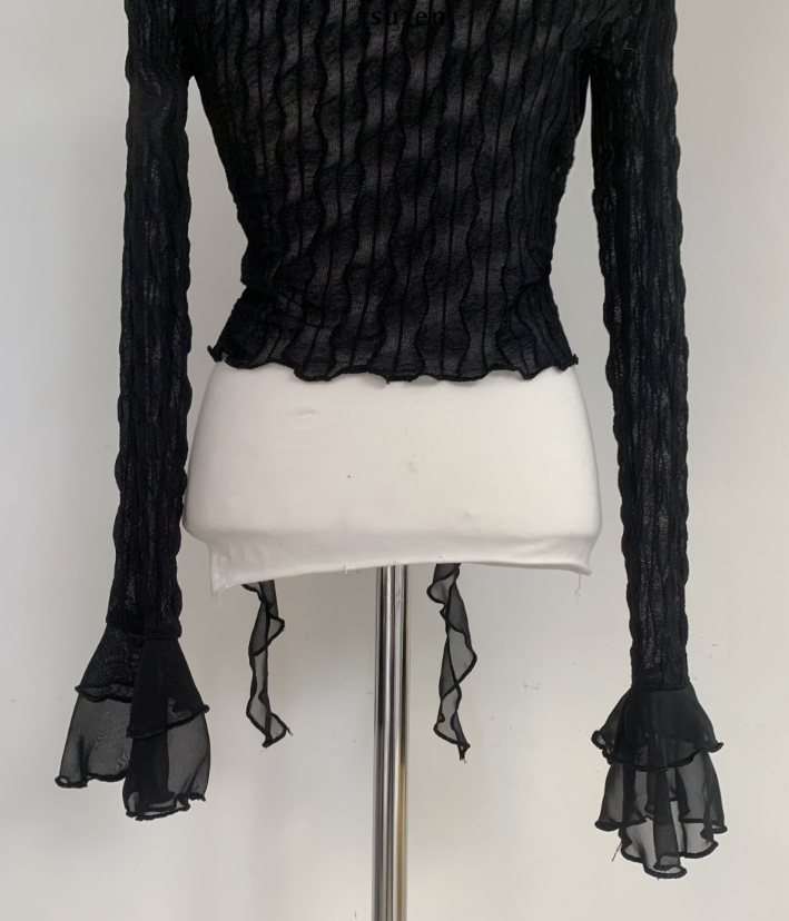 Mayou Shirring Scarf Blouse (black)