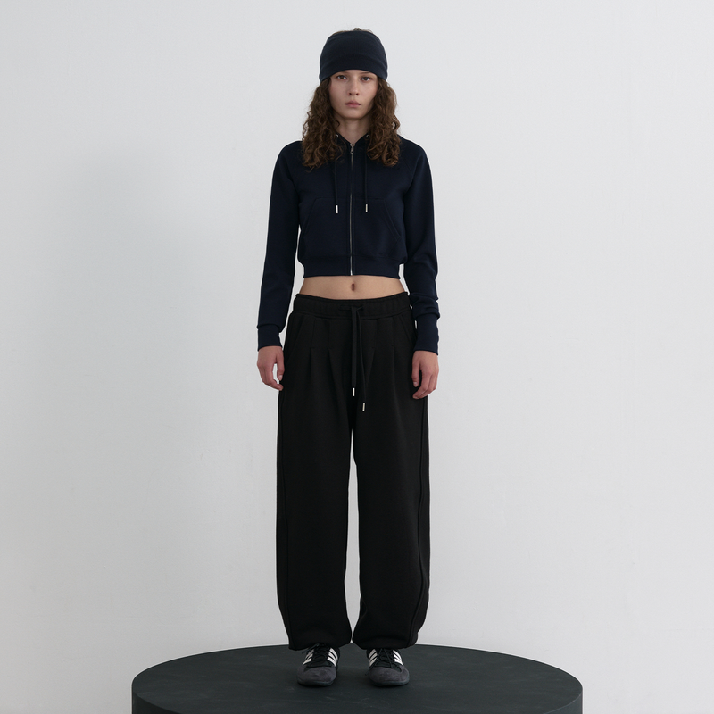 Soft Touch Washed Balloon Wide Sweatpants - BLACK