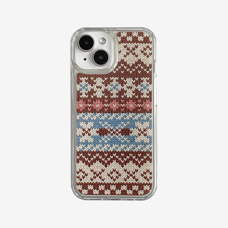 DELPHIN(デルフィン)の「FAIR ISLE KNIT HARD JELL CASE_ BROWN(Smartphone Accessories)」