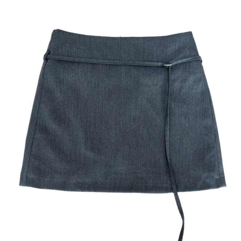 Slate Line Thin Belt Formal Mini Skirt