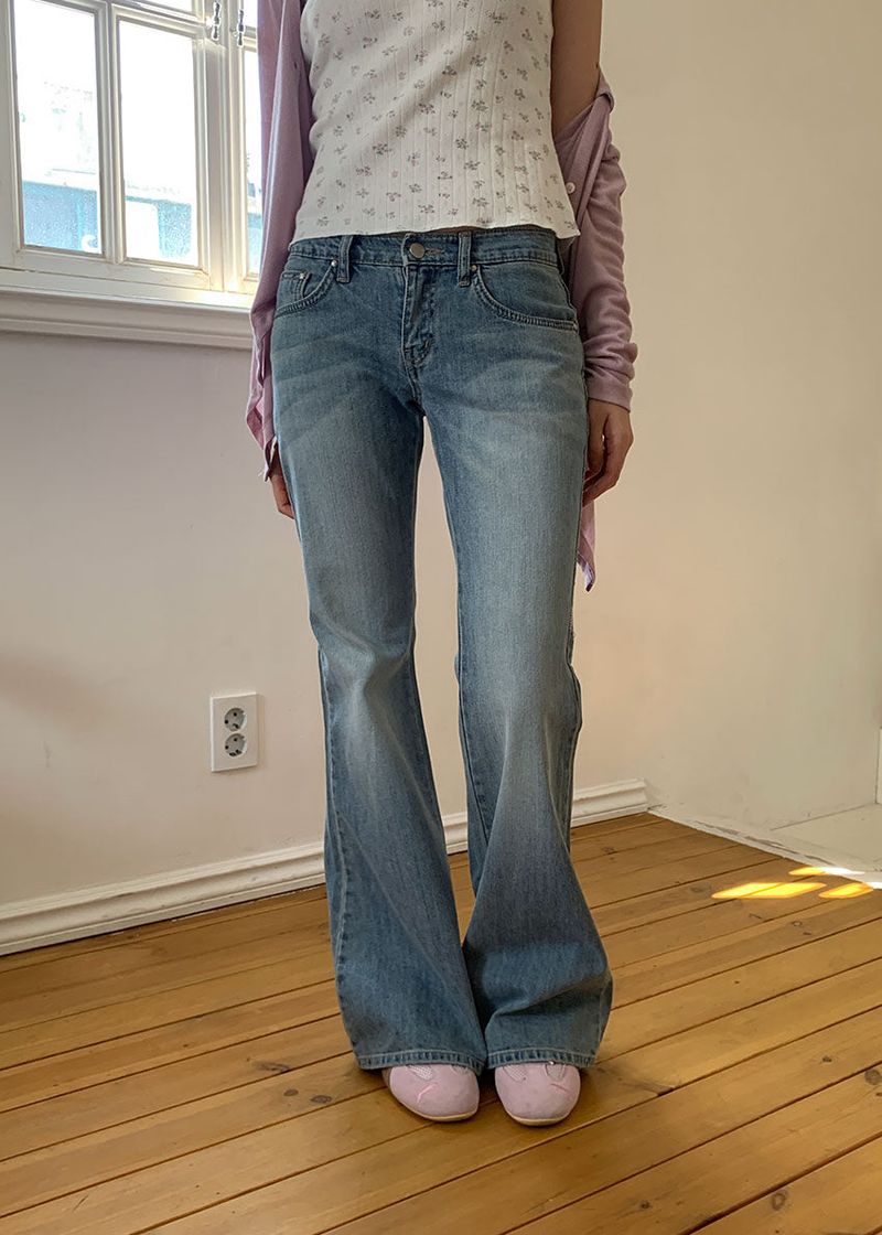 PINK STITCH LOW BOOTS CUT DENIM