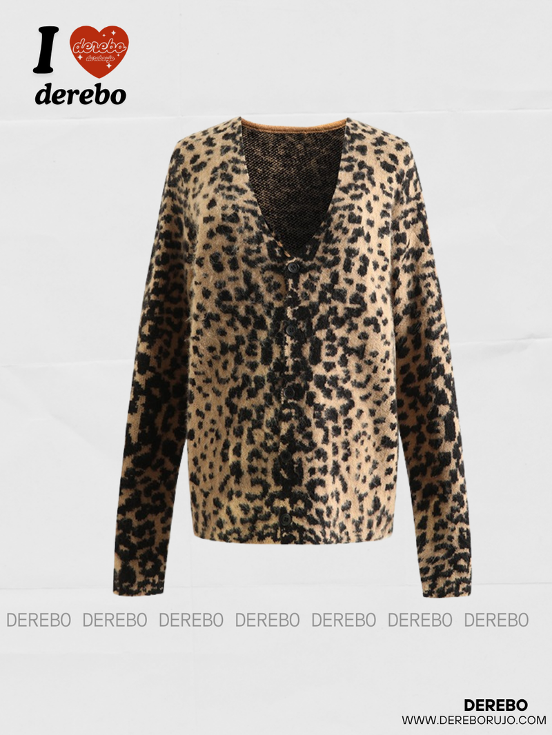 Mohair Leopard Loose Fit Cardigan