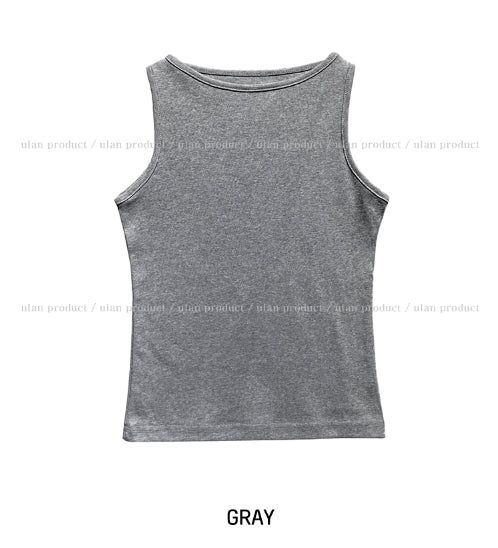 [U-BASIC] Lensi Ribbed Boat Neck Sleeveless