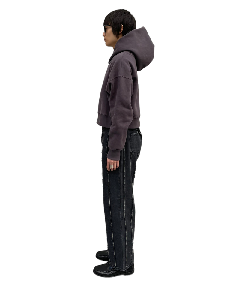 プリントクロップドフーディ / Print Cropped Hoodie-CHARCOAL