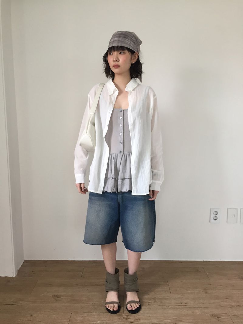 Linen ankle open sandals