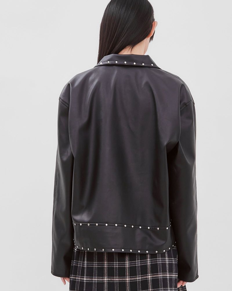 Studded Synthetic Leather Jacket