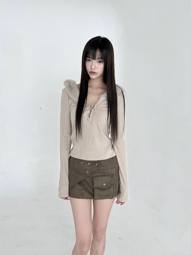 1548. Fur rope T (2color)