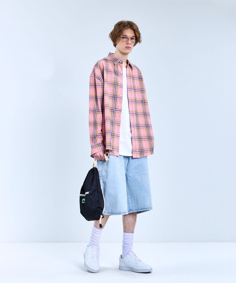 87-STAN079 Retro OverFit Pocket Long-Sleeved Check Shirt