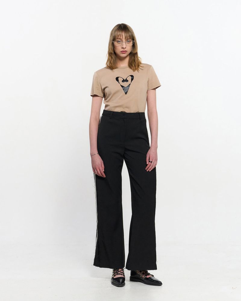 Pleated Logo-Tape Trousers _ BLACK
