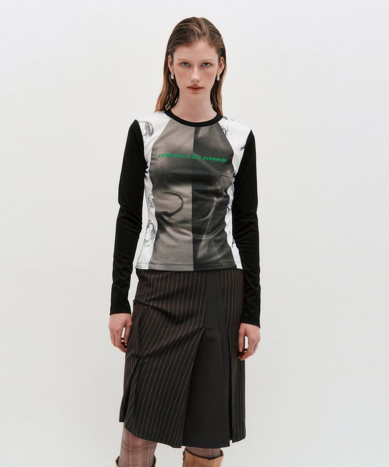 Blocked Graphic LS T-shirt _ BLACK