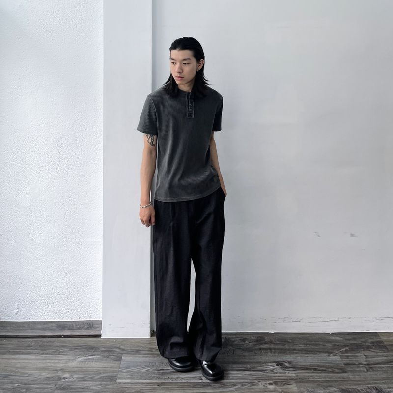 フェイデッド リブド ヘンリーシャツ