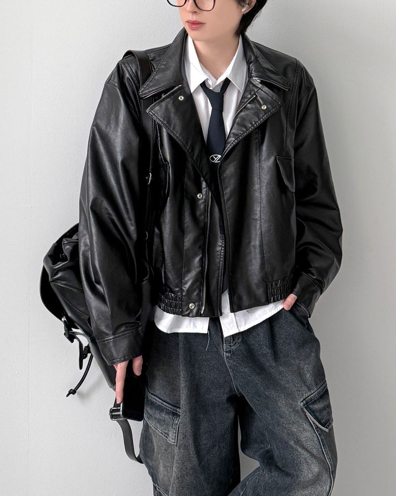 Fiora Crop Leather Jacket