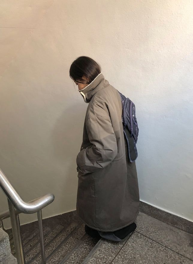 Panbi Wool Long Bomber Jacket