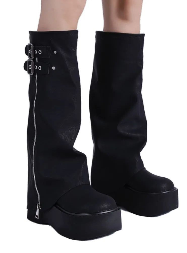 Sloane Side-Zip Biker Boots