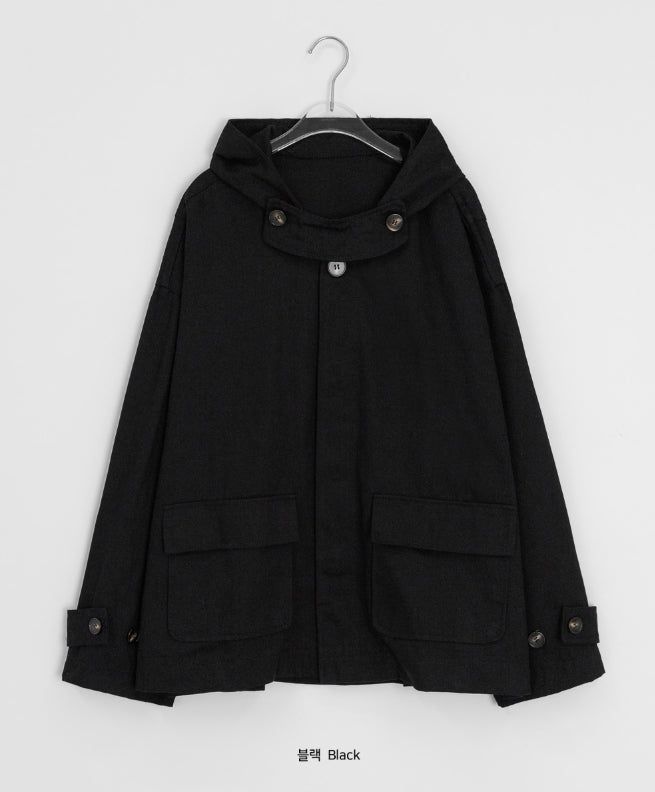Auburn High-Neck Cotton Hood Bomber Jacket