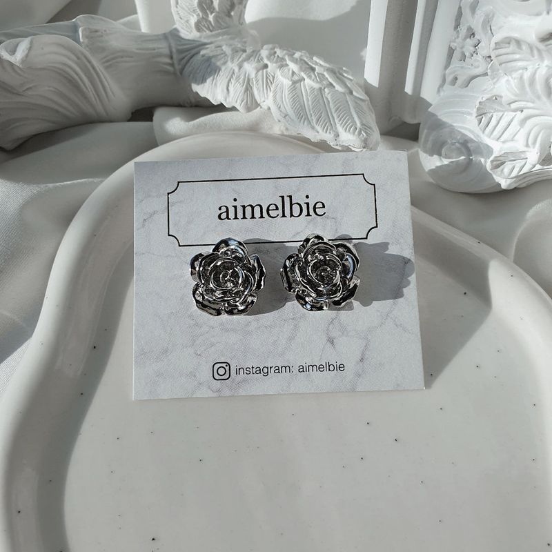 [IVE Yujin Piercing] Metal Rose Piercing - Silver Color