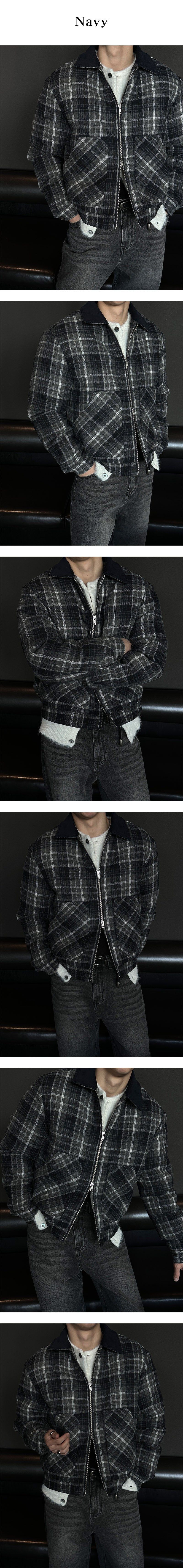 [F/W] Wool check padding jacket